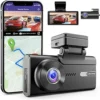 AZDOME 5K M580-2CH Dash Cam, Front and Rear 4K＋1080P Car Camera with 5GHz WiFi & GPS, 4″ Touch Screen, 64GB Card Included, 24hrs Parking Mode, Capacitor, WDR Night Vision, Motion Detection, Capacitor